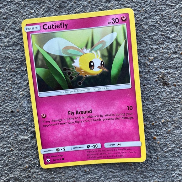 Pokemon Trading Card - Cutiefly with Yellow and Pink Border - Picture 1 of 1